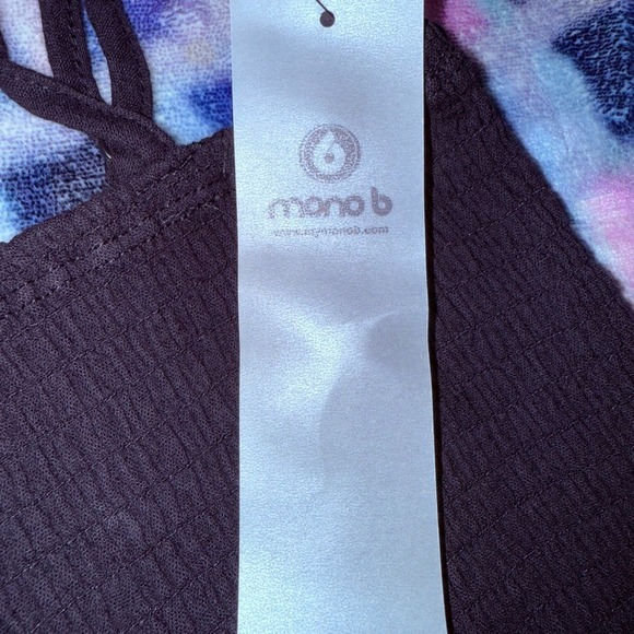 Mono B Black Cotton Crop Top with Straps - Size Medium - Picture 2 of 4